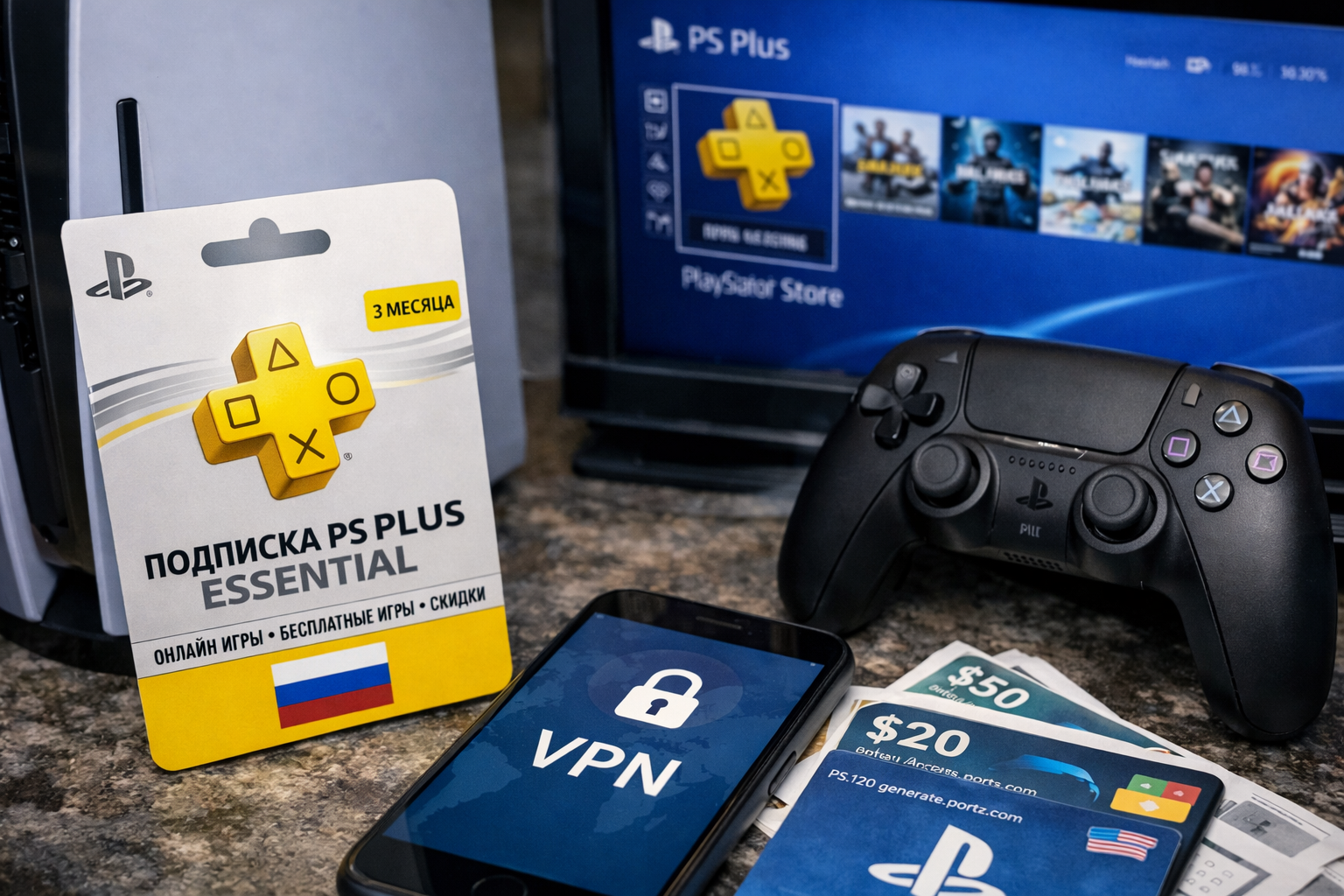 Как активировать PS Plus Essential в России в 2026 году С PlayStation Plus Essential в России в 2026 году у пользователей обычно возникает не одна, а сразу две задачи. Первая — понять, можно ли вообще активировать подписку без ошибок. Вторая — не потерять время на неправильный код, неподходящий регион аккаунта или нерабочую схему оплаты. Главное здесь простое. Сама активация PS Plus Essential никуда не исчезла. Но в российских условиях проблема чаще всего связана не с кнопкой «активировать», а с привязкой к региону аккаунта, типом кода и способом покупки. Sony прямо указывает, что ваучер должен совпадать с регионом аккаунта, а сменить регион уже созданной учётной записи нельзя. Это и есть основной практический барьер для пользователей из России. Поэтому правильный вопрос звучит не так: «Как просто включить подписку?» Правильнее спрашивать так: «Как активировать PS Plus Essential без ошибки региона и без лишних действий?» Если идти по шагам, задача решается заметно проще. Что даёт PS Plus Essential в 2026 году PS Plus Essential остаётся базовым уровнем подписки PlayStation Plus. В него входят ежемесячные игры, онлайн-мультиплеер, эксклюзивные скидки, облачное сохранение и Share Play. Sony также отдельно отмечает, что с января 2026 года игры для PS4 будут добавляться уже не на постоянной основе, а лишь периодически. Это важно учитывать заранее. Если вам нужен именно мультиплеер, облачные сохранения и ежемесячные игры, Essential остаётся нормальным базовым вариантом. Если же вы ждёте расширенный каталог игр, тогда речь уже про Extra или Premium. Почему в России активация вызывает сложности Основная причина — не в самой подписке, а в платёжной и региональной логике PlayStation Store. Sony ещё в 2022 году приостановила поставки и продажи, связанные с PlayStation, в России. После этого для российских пользователей основной проблемой стали не технические возможности консоли, а доступность покупки и пополнения в нужном регионе. На практике в 2026 году это означает следующее: прямое оформление подписки через «любой аккаунт и любую карту» работает не для всех сценариев; код подписки должен соответствовать региону аккаунта; регион уже созданного аккаунта не меняется; платёжная карта тоже часто должна соответствовать региону PlayStation Store, либо вместо неё нужен код пополнения кошелька или ваучер. Именно поэтому одна из самых частых ошибок — купить код PS Plus Essential, а потом обнаружить, что он не подходит к вашему аккаунту. С чего начать перед активацией Перед любыми действиями нужно проверить две вещи: регион аккаунта и тип кода. Проверьте регион аккаунта Sony отдельно объясняет, что регион аккаунта можно посмотреть в Account Management и в данных адреса. Это важно сделать до покупки подписки, а не после. Если аккаунт зарегистрирован в одной стране, а код куплен для другой, активация не пройдёт. Это первый обязательный шаг. Без него вы рискуете потратить деньги на неподходящий ваучер. Убедитесь, что покупаете именно Essential У PlayStation Plus сейчас несколько уровней. Поэтому перед активацией важно проверить не только регион, но и тип продукта: Essential; Extra; Premium. Если нужен именно базовый уровень, лучше сразу брать подписку Essential на нужный срок. Это избавляет от путаницы при дальнейшем продлении. Какие способы активации реально используются В практическом смысле в 2026 году для PS Plus Essential обычно используются два варианта. Активация через код подписки Это самый прямой сценарий. Вы получаете код PlayStation Plus Essential и вводите его в аккаунте PlayStation. Sony разрешает погашать такие коды на PS5, PS4, в приложении и через браузер. Но код должен строго совпадать с регионом учётной записи. Активация через пополнение кошелька и последующую покупку Если напрямую оплатить подписку картой нельзя, Sony сама указывает альтернативу: использовать код пополнения кошелька PlayStation Store для нужного региона, а потом оформить покупку уже с баланса кошелька. Это особенно важно в случаях, когда платёжная карта не подходит по стране выпуска. Для России это часто оказывается более понятным вариантом, потому что проблема нередко упирается именно в оплату, а не в саму подписку. Как активировать PS Plus Essential пошагово Если убрать лишние действия, безопасная последовательность выглядит так. Шаг 1. Проверьте регион учётной записи Сначала зайдите в данные аккаунта и посмотрите страну регистрации. Не ориентируйтесь на язык интерфейса и не пытайтесь угадать по памяти. Здесь нужна точная проверка. Sony прямо указывает, что регион отображается в Account Management. Шаг 2. Подберите код или пополнение под этот регион Если аккаунт зарегистрирован, например, в одном регионе, код нужен именно для него. Универсальной схемы «любой код подойдёт» у PlayStation нет. Ваучеры региональные. Шаг 3. Введите код на консоли, в приложении или в браузере Sony разрешает активировать ваучер через PS5, PS4, PlayStation App и веб-браузер. Сам код стандартно состоит из 12 символов. Шаг 4. Проверьте, что активировался именно нужный уровень После активации стоит сразу убедиться, что на аккаунте появился именно PS Plus Essential, а не другой продукт или просто пополнение кошелька без завершённой покупки. Шаг 5. Проверьте срок действия Если вы активировали код на 1 месяц, 3 месяца или 12 месяцев, лучше сразу посмотреть дату окончания подписки. Это избавит от путаницы при продлении. Какие ошибки встречаются чаще всего Неправильный регион кода Это самая частая проблема. Пользователь покупает подписку, но код не принимается. Обычно причина именно в том, что регион кода и регион аккаунта не совпадают. Sony отдельно подчёркивает, что такие ваучеры не работают между разными регионами. Попытка сменить регион уже созданного аккаунта Пользователи нередко думают, что регион можно просто отредактировать в настройках. Для PlayStation это не так. Страна аккаунта не меняется обычным способом после регистрации. Поэтому решать вопрос нужно не через «смену региона», а через правильный подбор кода или способа оплаты под уже существующий аккаунт. Покупка неподходящего уровня подписки Иногда пользователь хотел Essential, но купил Extra или просто код кошелька без понимания следующего шага. Перед оплатой всегда лучше проверить, что вы берёте именно нужный вариант. Ошибка в способе оплаты Sony отдельно пишет, что карта другой страны может не привязаться к Store нужного региона. В таких случаях как раз и используется ваучер или код пополнения кошелька. Что важно учитывать в 2026 году В 2026 году логика активации стала даже важнее, чем раньше. Не потому, что сама подписка стала сложнее, а потому, что ошибка в одном шаге теперь чаще приводит к реальной потере времени и денег. Особенно важно помнить три вещи: регион аккаунта важнее всего; регион кода должен совпадать с аккаунтом; способ оплаты тоже должен быть совместим с регионом Store. Если отталкиваться от этих трёх правил, большинство проблем удаётся избежать ещё до активации. Когда лучше не тратить время и обратиться к специалистам Если вы уже купили код, но он не активируется, не уверены в регионе аккаунта, не понимаете, какой вариант покупки подойдёт именно вам, или не хотите рисковать с оплатой и продлением, лучше не действовать наугад. То же самое касается случаев, когда нужен не просто совет, а быстрый результат: чтобы подписка заработала без лишних ошибок и повторных покупок. В таких ситуациях важна не теория, а понятная и аккуратная настройка всей схемы активации. Почему стоит выбрать ExShare ExShare помогает с подписками PlayStation Plus и подбирает понятный рабочий вариант под ваш сценарий. Если нужен PS Plus Essential без лишней путаницы с кодами, регионами и оформлением, можно посмотреть подписки PlayStation Plus или обратиться через контакты , форму на сайте, WhatsApp и Telegram. Телефон: +7 (918) 352-43-36. На странице ExShare уже указаны варианты Essential на 1, 3 и 12 месяцев. Итоги Активировать PS Plus Essential в России в 2026 году можно, но здесь важно не путать саму активацию с вопросом региона и оплаты. Главная практическая логика простая: сначала проверяется страна аккаунта, затем под неё подбирается правильный код или способ пополнения, и только после этого выполняется активация. Ключевое правило Sony не менялось: ваучер должен совпадать с регионом аккаунта, а изменить страну уже созданной учётной записи нельзя. Если идти по этой схеме без спешки, PS Plus Essential активируется заметно проще. А если не хочется рисковать с неподходящим кодом, лучше сразу использовать проверенный вариант и не тратить деньги на лишние ошибки. Meta-description: Как активировать PS Plus Essential в России в 2026 году: что проверить перед покупкой, как избежать ошибки региона и какой порядок действий работает. Ключевые слова: как активировать PS Plus Essential в России, PS Plus Essential Россия 2026, активация PS Plus Essential Россия, PlayStation Plus Essential Россия, как купить PS Plus Essential в России, как включить PS Plus Essential, PS Plus Essential регион аккаунта, код PS Plus Essential не подходит, ваучер PS Plus регион аккаунта, ошибка региона PS Plus, как проверить регион PSN аккаунта, как активировать PlayStation Plus в России, PlayStation Plus Essential для России, пополнение кошелька PlayStation Store, код подписки PS Plus Essential, купить PS Plus Essential 1 месяц, купить PS Plus Essential 3 месяца, купить PS Plus Essential 12 месяцев, PS Plus Essential на PS5, PS Plus Essential на PS4, подписка PS Plus Essential в России, как продлить PS Plus Essential, PlayStation Store ваучер регион, ExShare PlayStation Plus, подписки PlayStation Plus ExShare