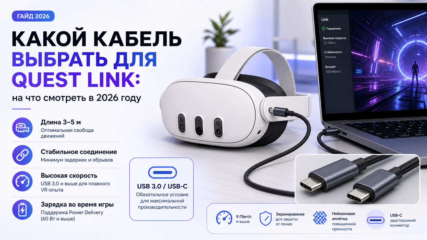 Какой кабель выбрать для Quest Link: на что смотреть в 2026 году