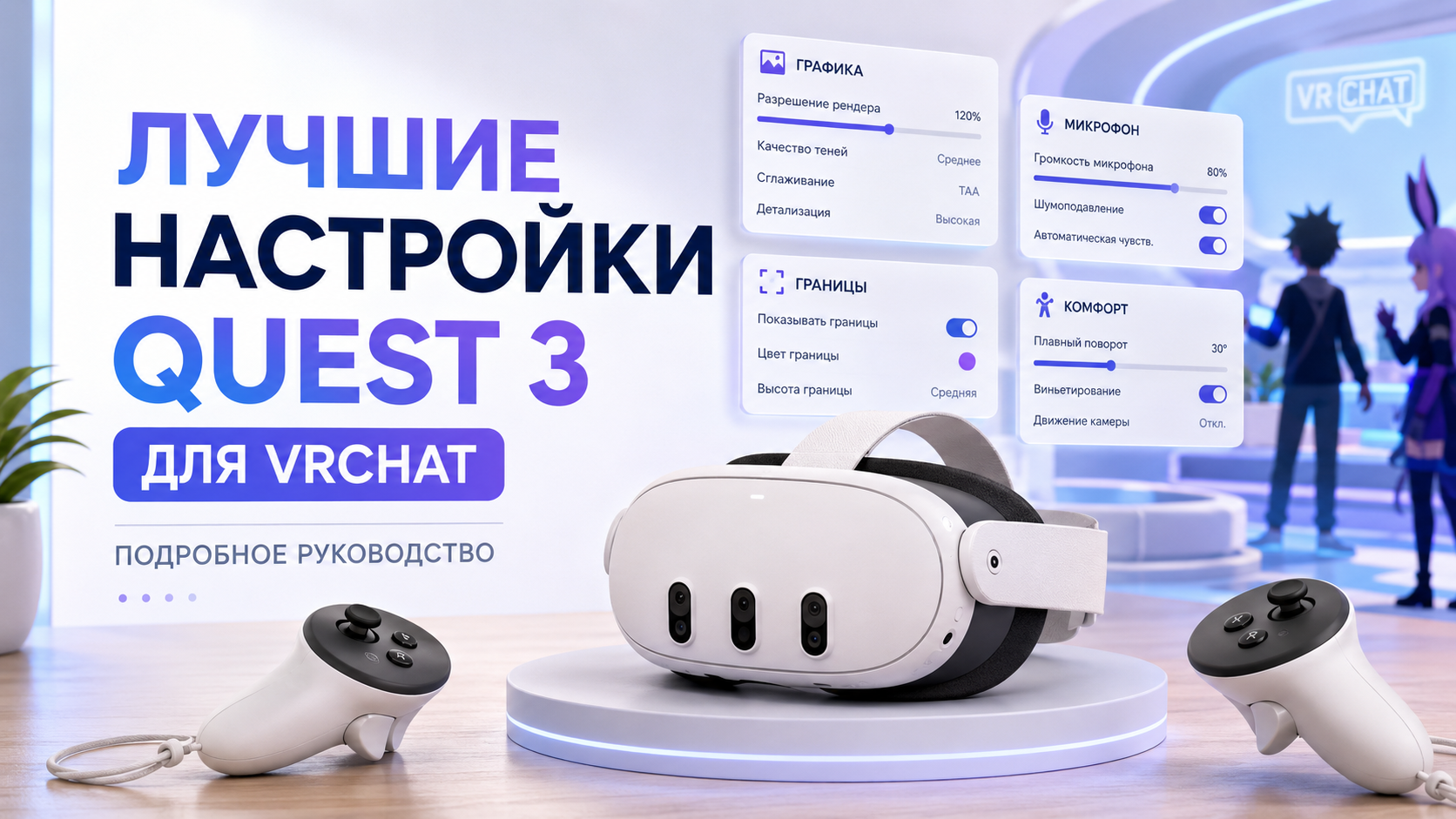 Как настроить Meta* Quest для комфортной игры в VRChat: сеть, графика, трекинг, звук, безопасность и производительность — практическое руководство.