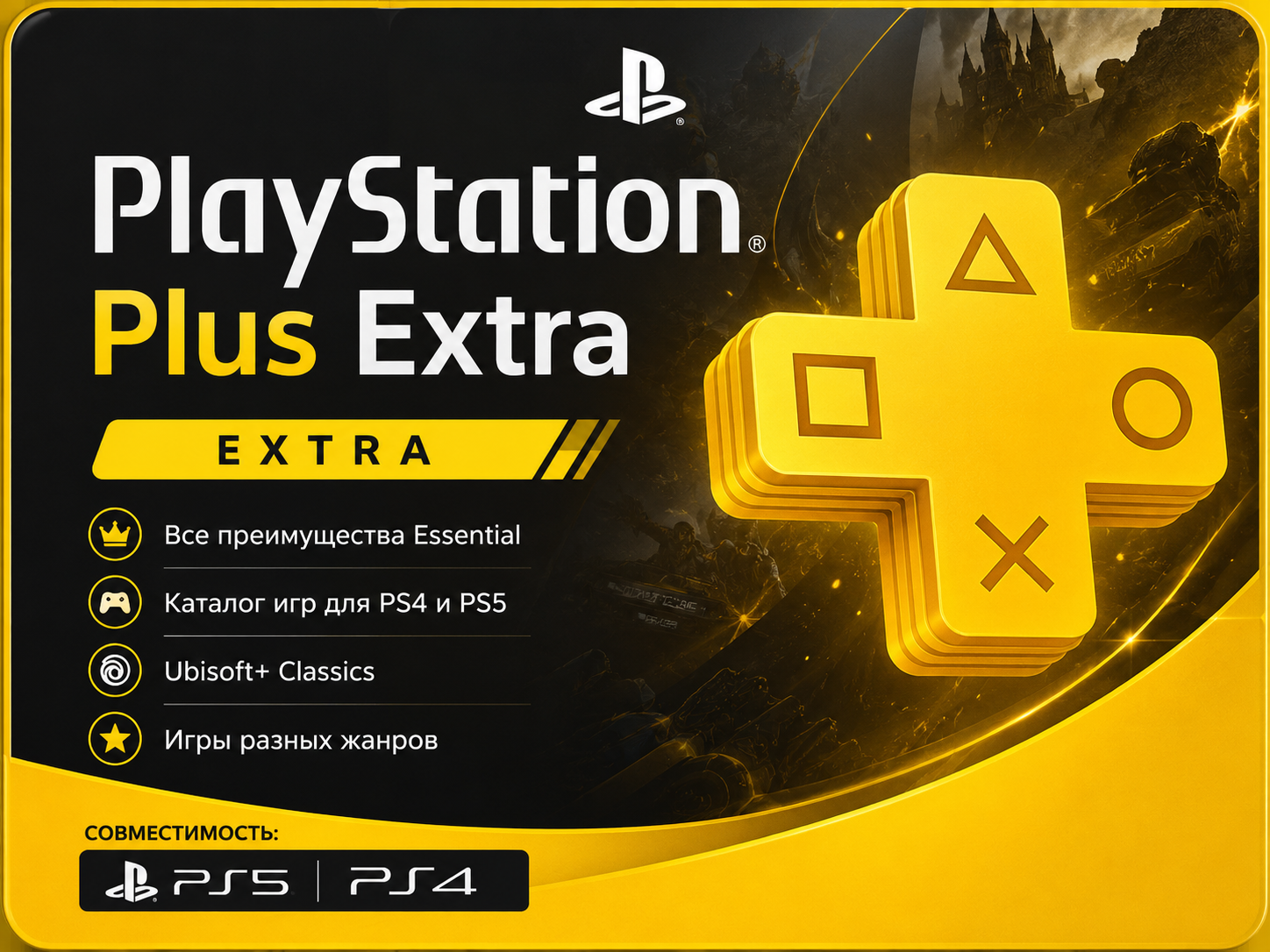 PlayStation Plus Extra подписка с каталогом игр для PS4 и PS5