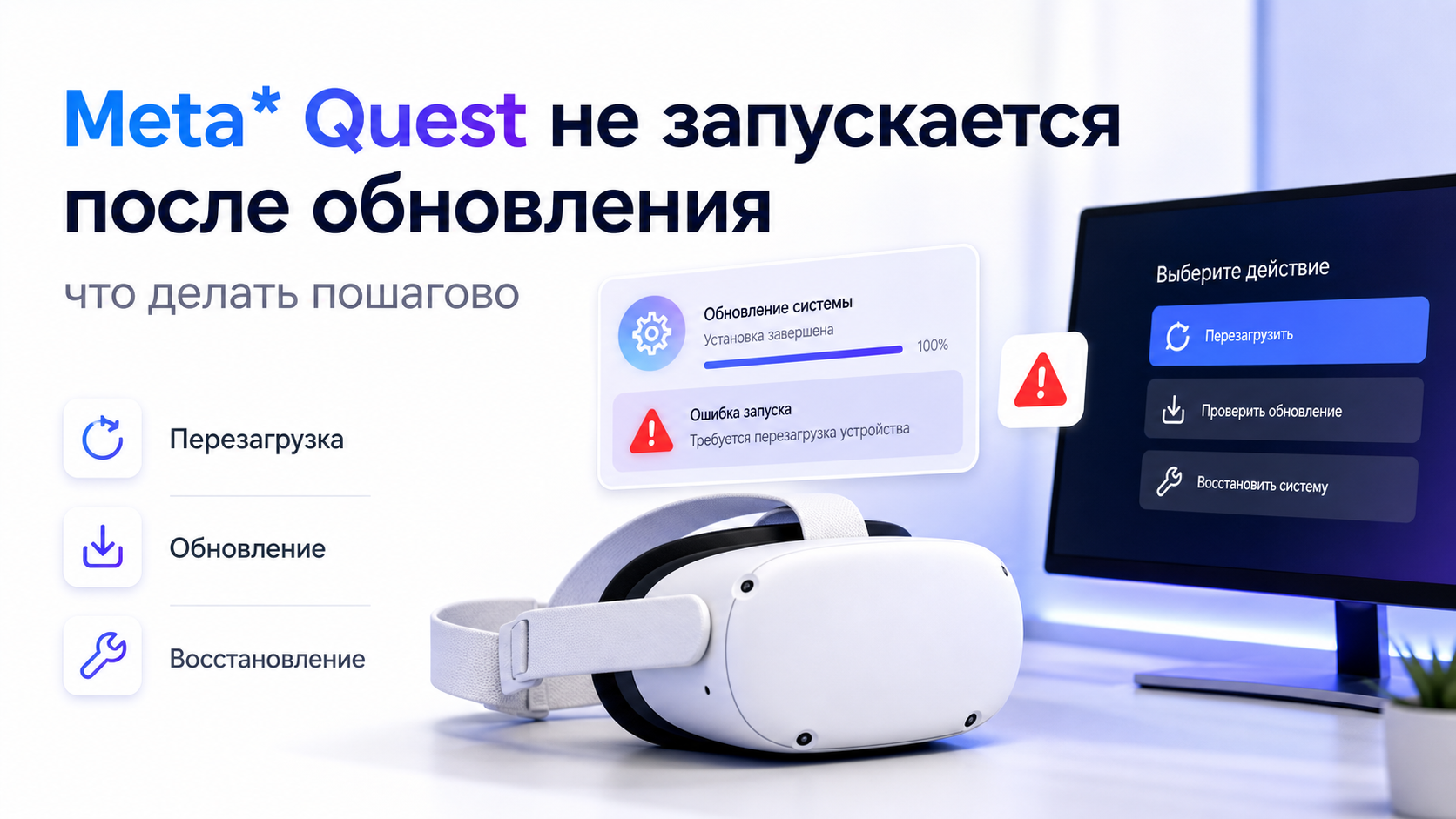 Meta* Quest не запускается после обновления: что делать пошагово