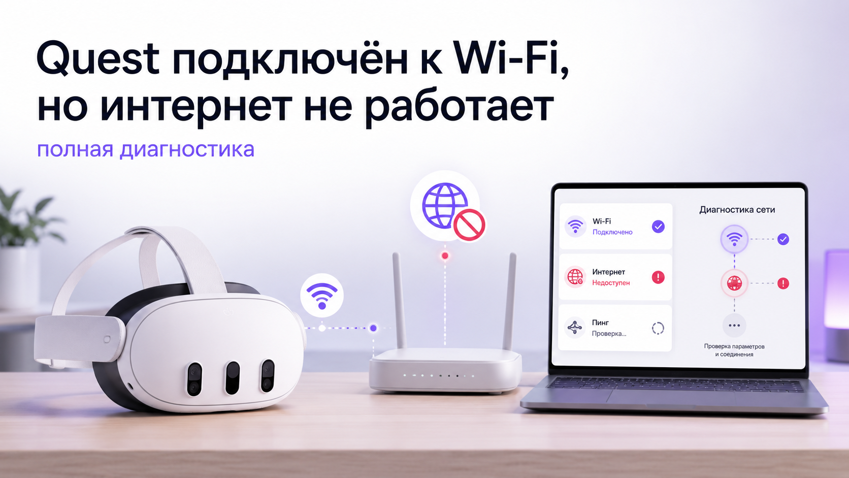 Quest подключён к Wi-Fi, но интернет не работает: полная диагностика