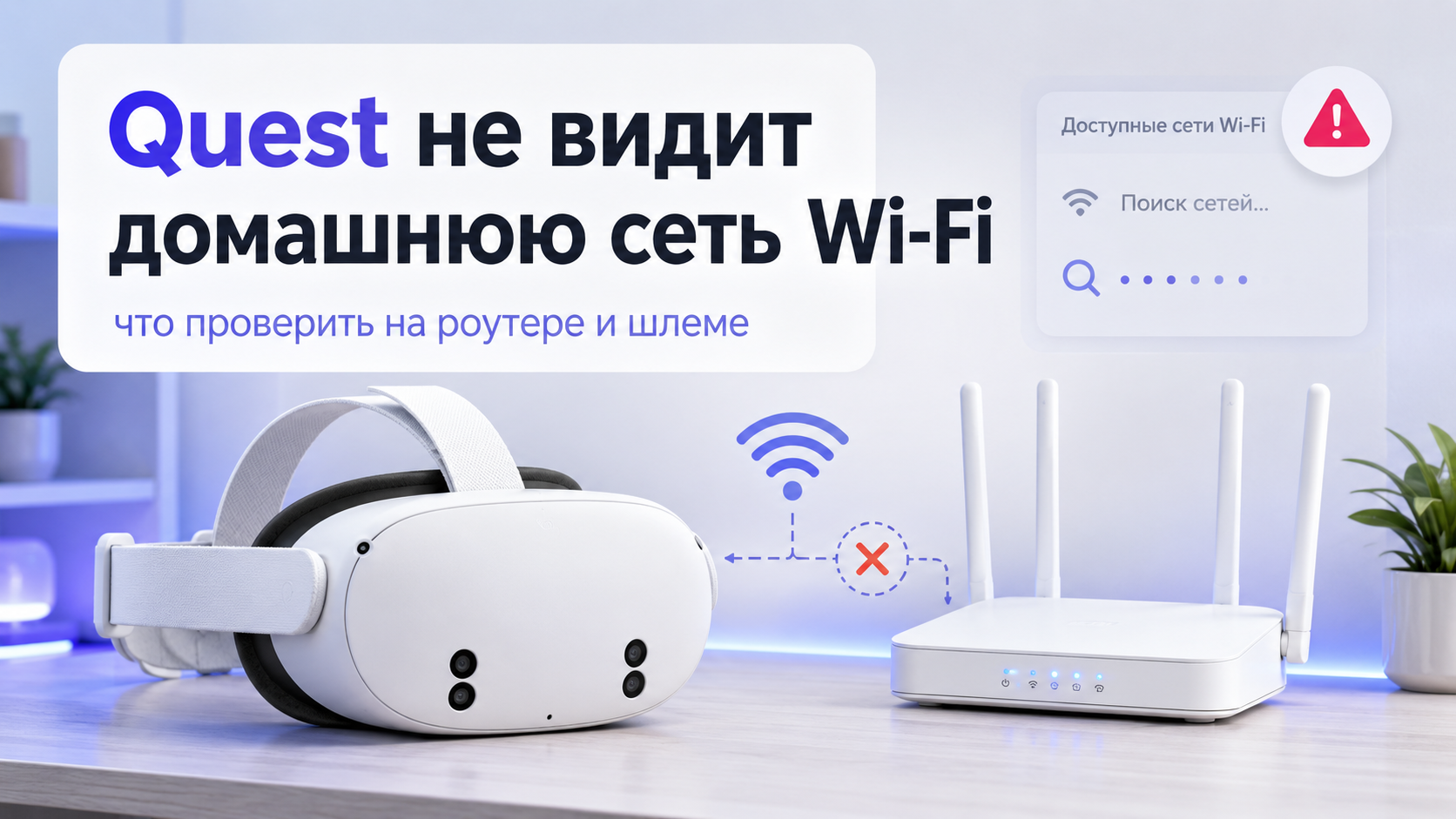 Quest не видит домашнюю сеть Wi-Fi: что проверить на роутере и шлеме
