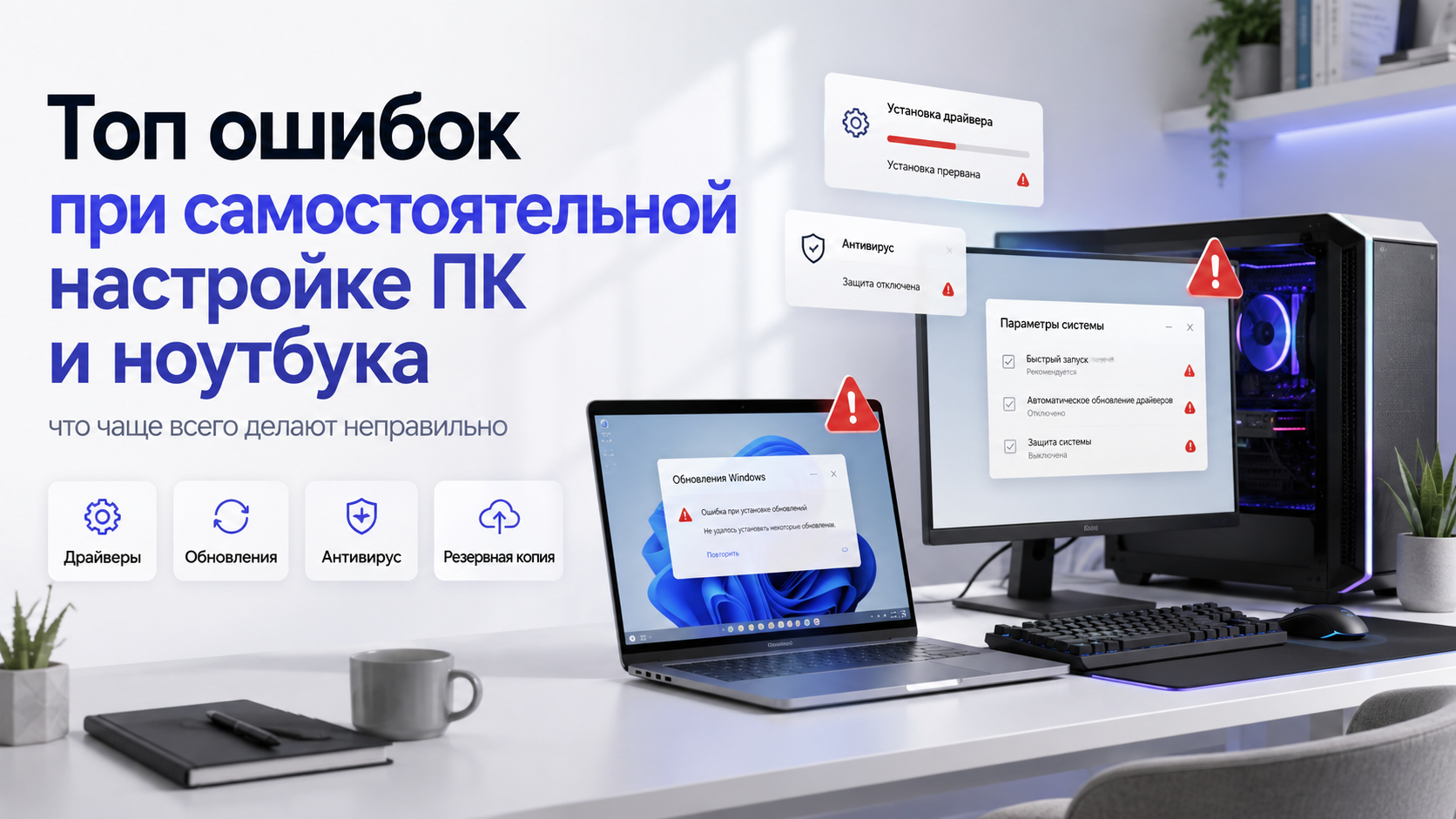 Топ ошибок при самостоятельной настройке ПК и ноутбука