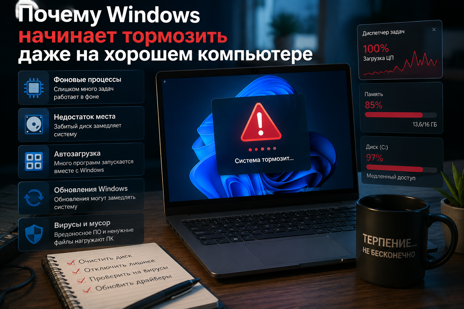 Почему Windows начинает тормозить даже на хорошем компьютере