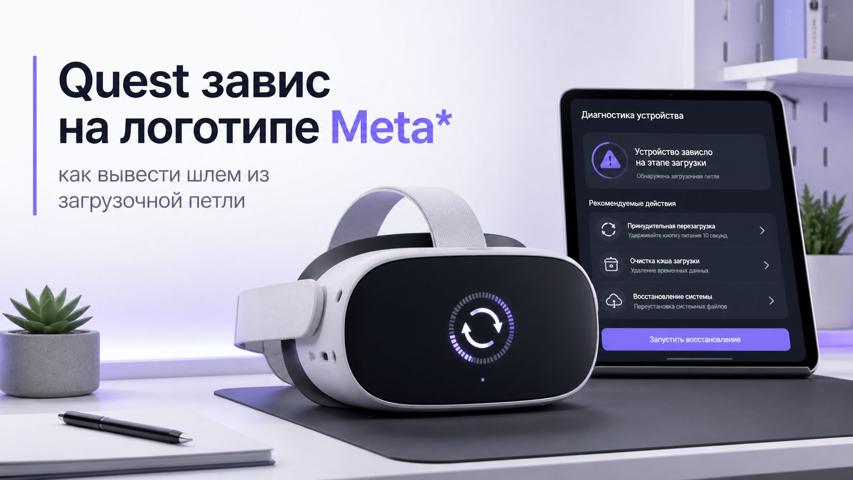 Quest завис на логотипе Meta*: как вывести шлем из загрузочной петли