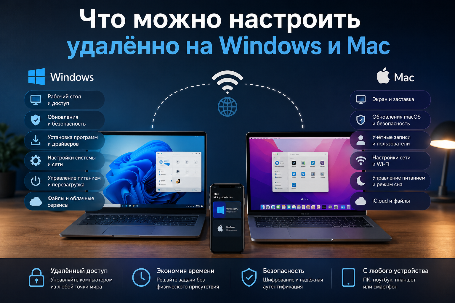 Что можно настроить удалённо на Windows и Mac