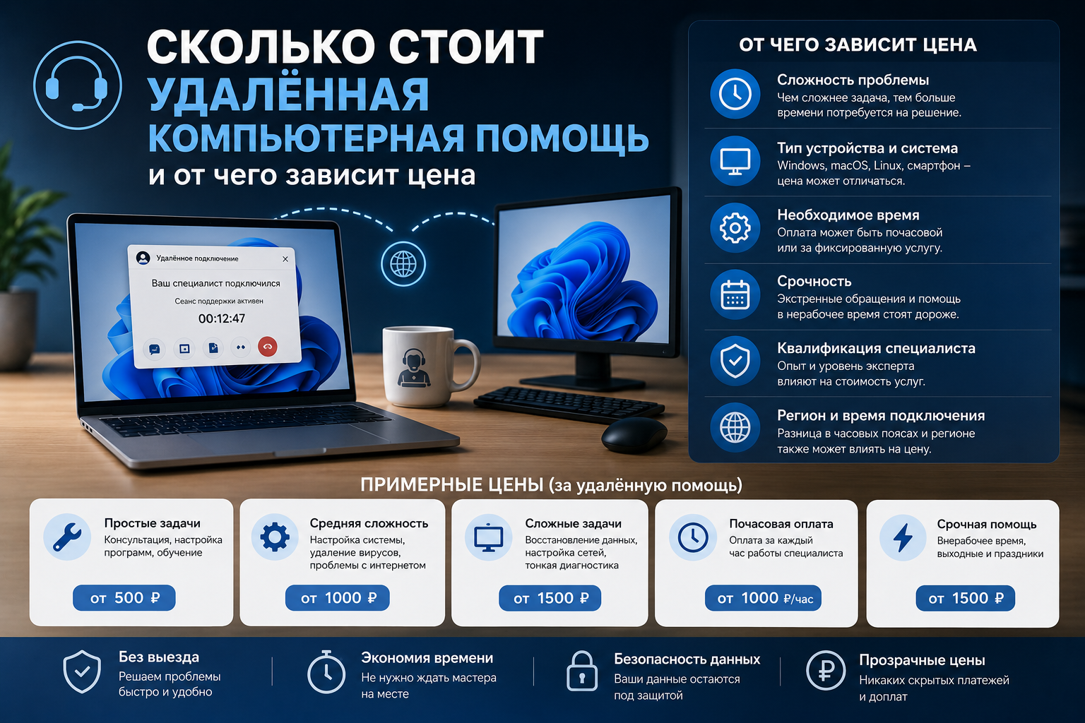 Сколько стоит удалённая компьютерная помощь и от чего зависит цена