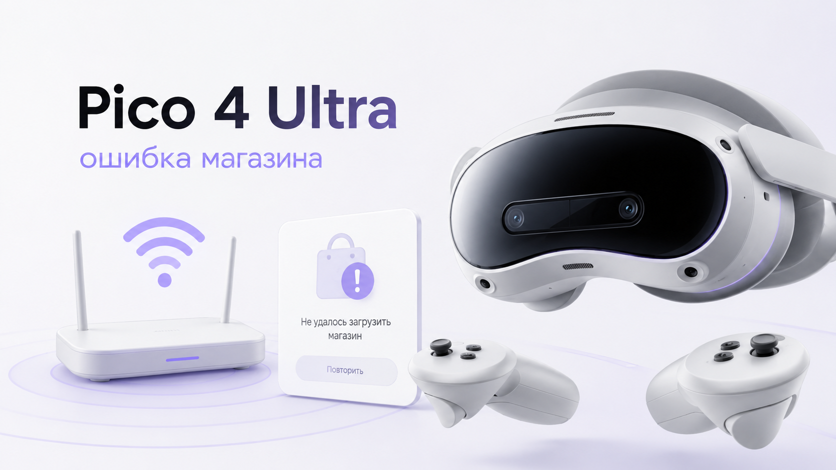 Pico 4 Ultra с подключённым Wi‑Fi и ошибкой открытия магазина