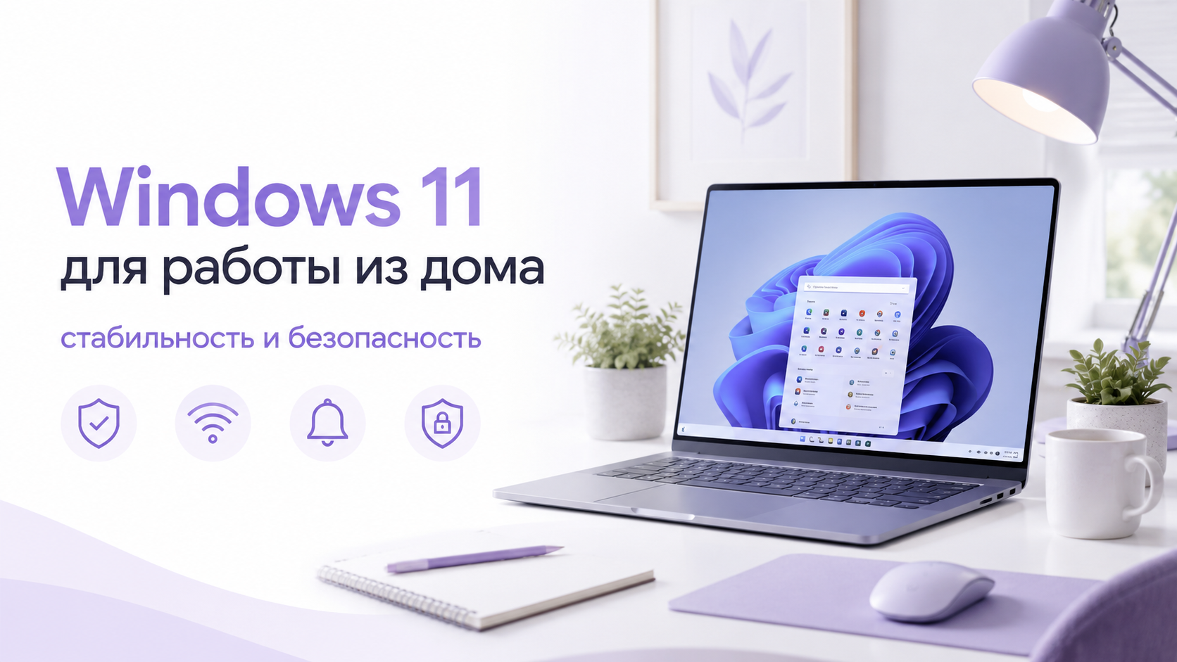 Рабочее место дома с Windows 11 и VR‑шлемом