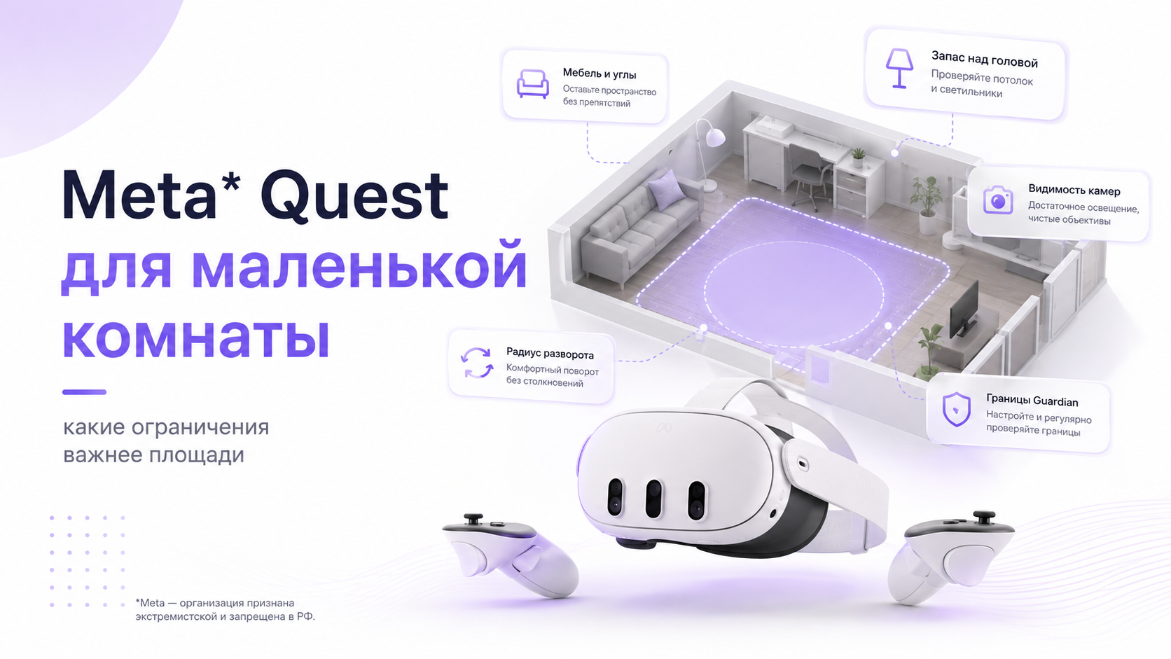 Meta* Quest для маленькой комнаты: какие ограничения важнее площади