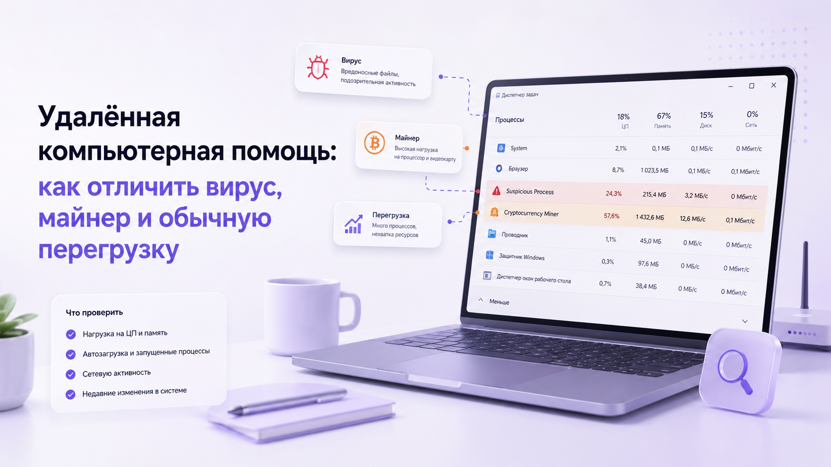 Удалённая компьютерная помощь: как отличить вирус, майнер и обычную перегрузку